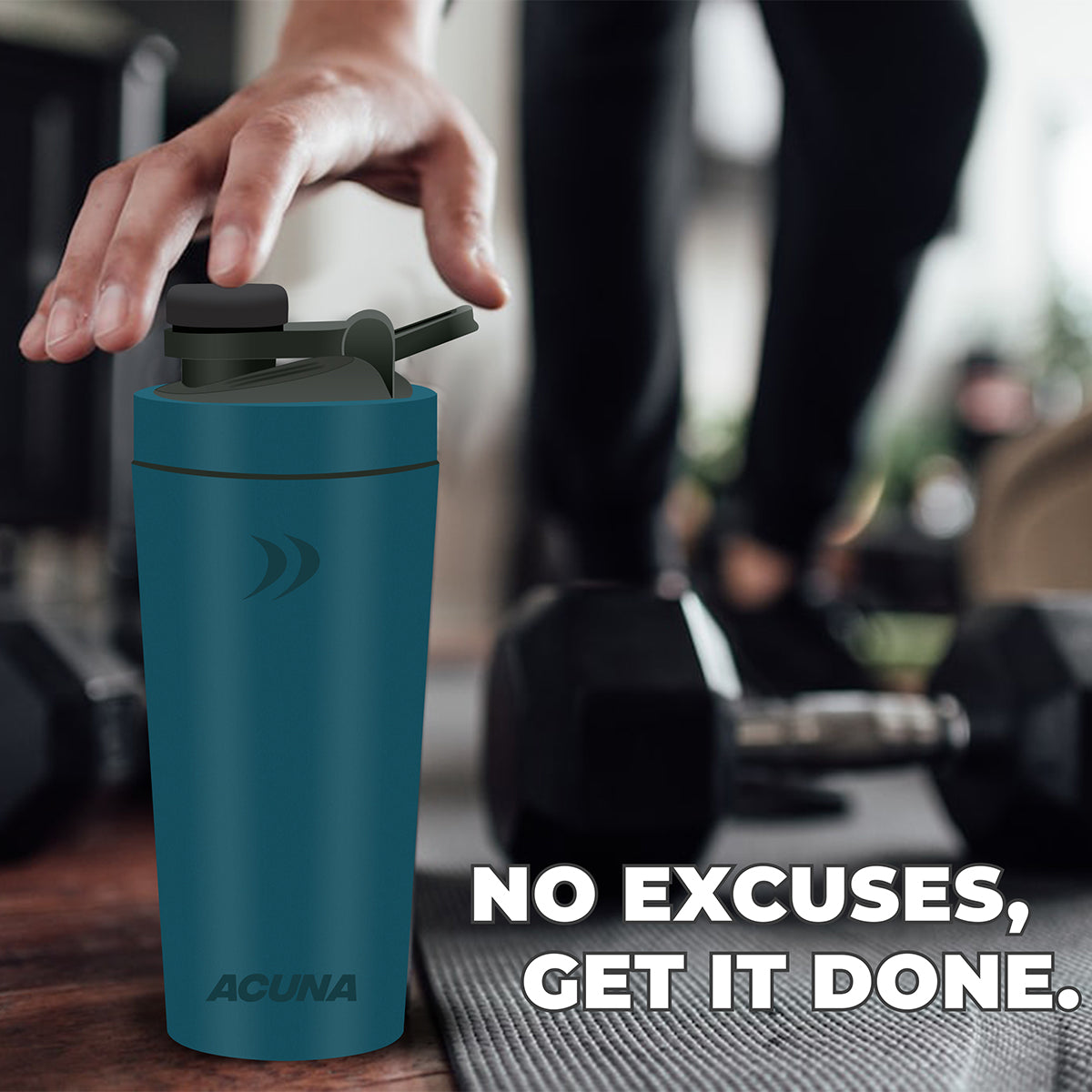 Shaker Bottle - Stainless Steel 600ml | Double Wall 24hr Cold/12 hr Hot, Insulated Leakproof Metal Bottle