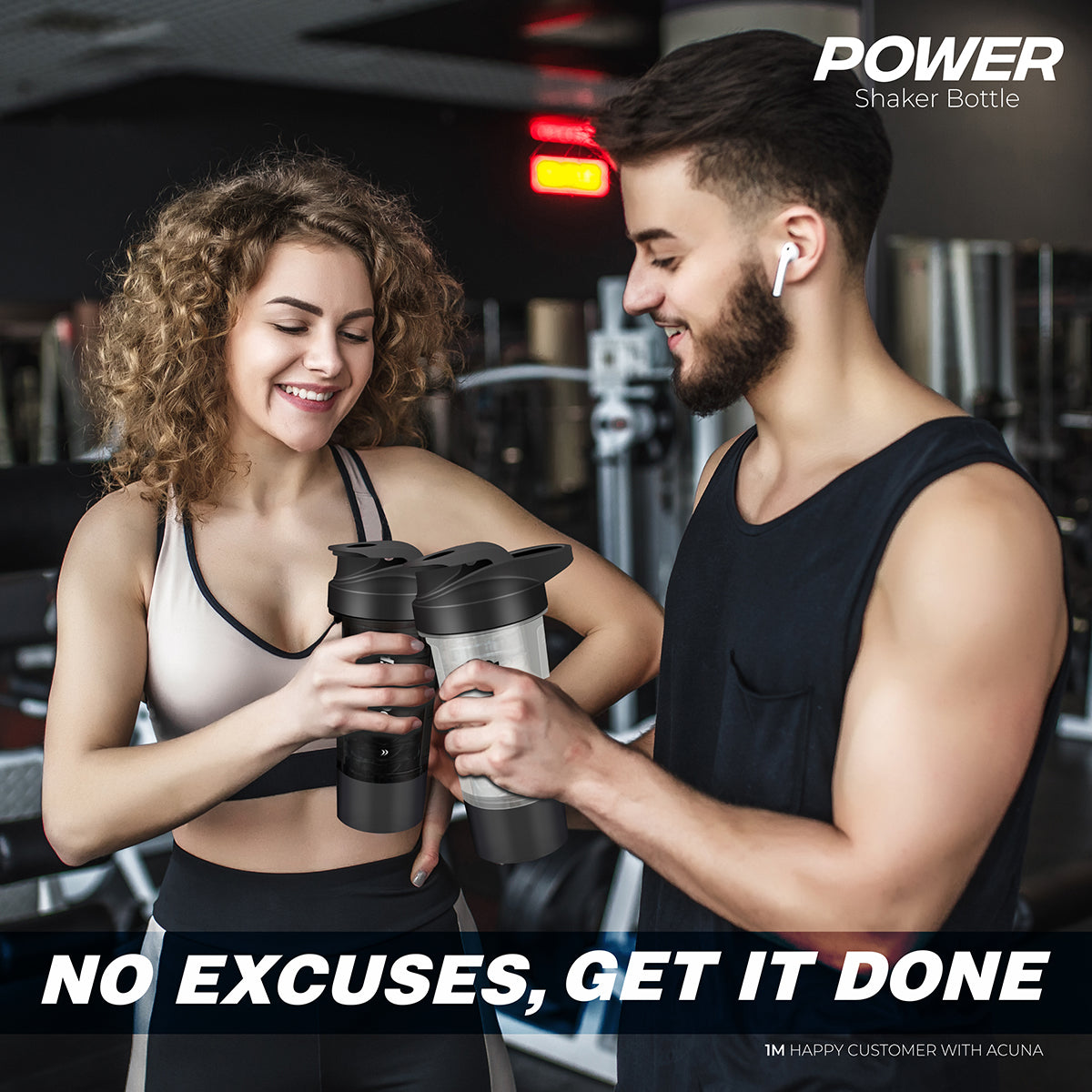 Protein Shaker Bottle (Pack of 2) - Protein Mixes & Supplement Shaker 600ml - Shakers with Storage Cup