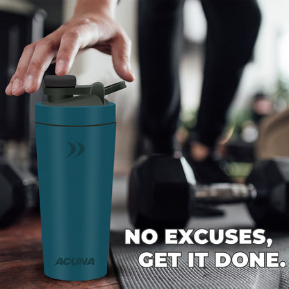 Shaker Bottle - Stainless Steel 600ml | Double Wall 24hr Cold/12 hr Hot, Insulated Leakproof Metal Bottle